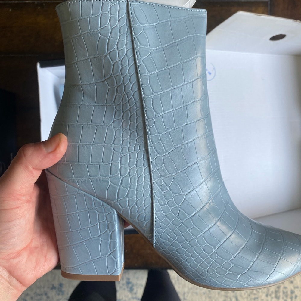 Nine West Blue Ankle Booties with Croc Texture - Picture 2 of 6